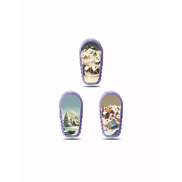 Winter-themed Dexcom G6 sensor stickers with festive designs.