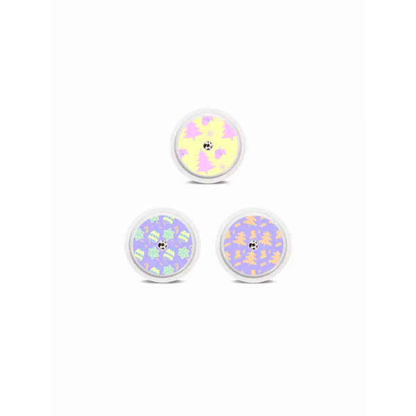 Freestyle Libre 2 Winter Edition stickers with elegant winter-themed designs, showcasing snow and frost patterns for sensor enhancement.