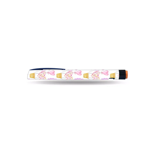 NovoRapid Flexpen with Valentine Edition 2024 love-themed sticker featuring pink hearts and romantic motifs