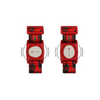 Red wristwatch with patterned strap showcasing the Dia-Style Kiddy armband for Dexcom G7 sensor
