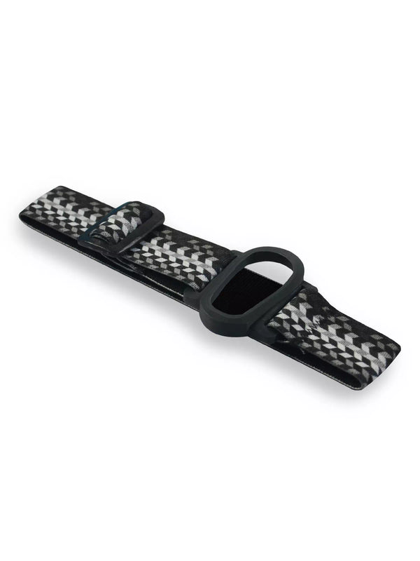 Dexcom G6 Adjustable Armband with Dia-Style Graphic; black and white pattern; soft elastic for secure fit; ideal for active lifestyles.