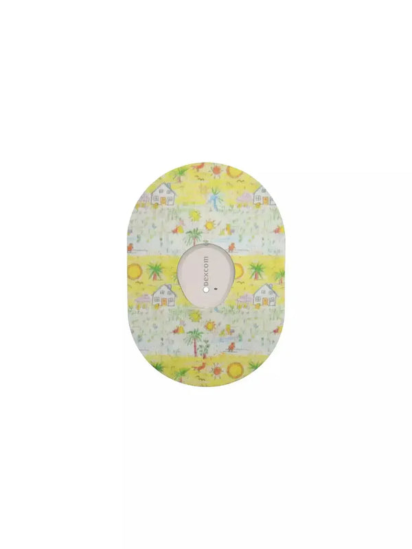 Dexcom G7 Patch with childhood-inspired design in vibrant colors.