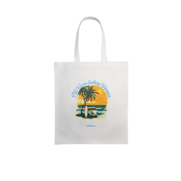 Diabetes Awareness Bag - Kaio-Tote Bag Summer 2024 with T1D Wave Seeking Warrior design, durable white fabric.