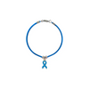 Diabetic bracelet with blue ribbon charm for awareness.