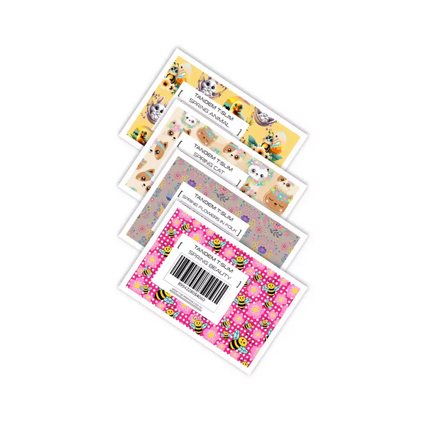 Tandem T Slim Insulin Pump Stickers Spring Edition 2024 with colorful spring animal and floral designs