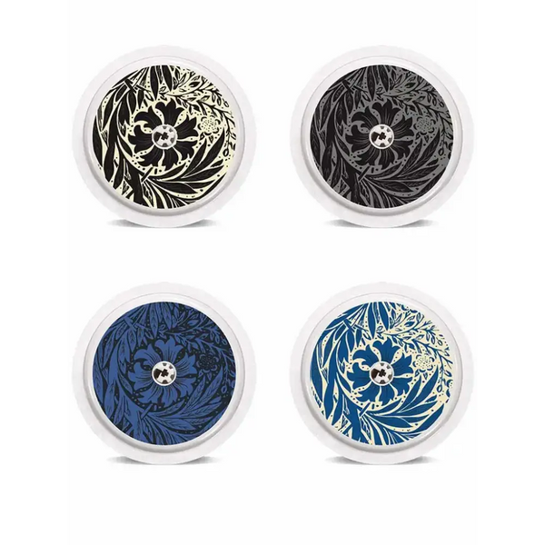 Freestyle Libre stickers in floral designs for sensors, set of four.