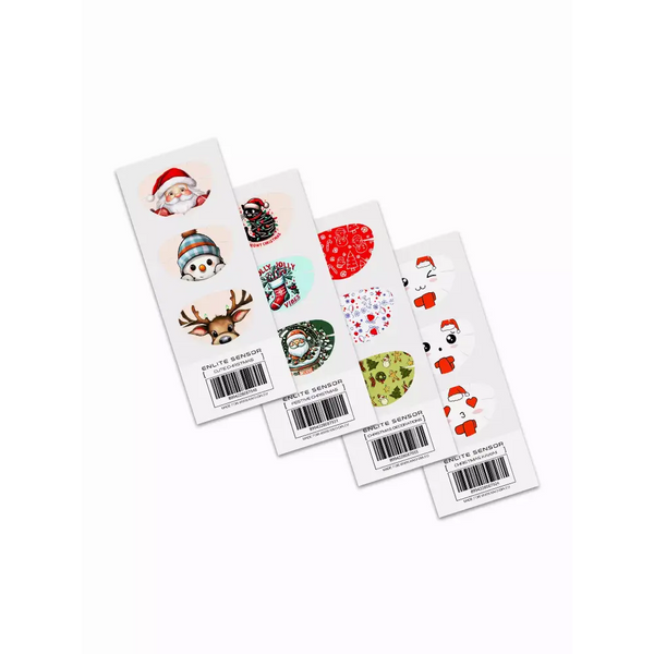 Holiday-themed Guardian Enlite Stickers sheets with barcodes for Christmas 2024