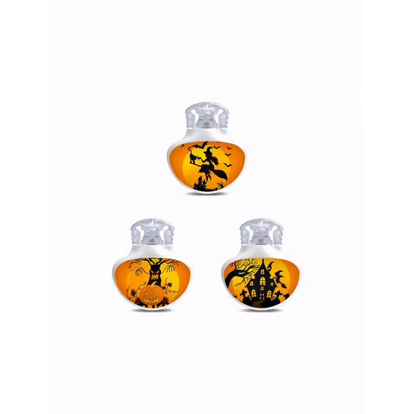 Guardian Enlite Halloween Stickers - Set of 3 featuring haunted house-themed designs with witches, pumpkins, and spooky silhouettes on a vibrant orange background.