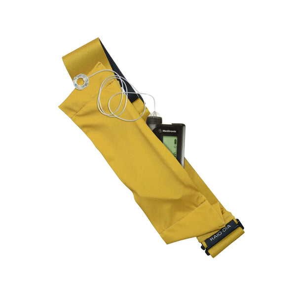 insulin pump belt Dia Belly Belt 2 mustard yellow front view adjustable belt for comfortable pump use