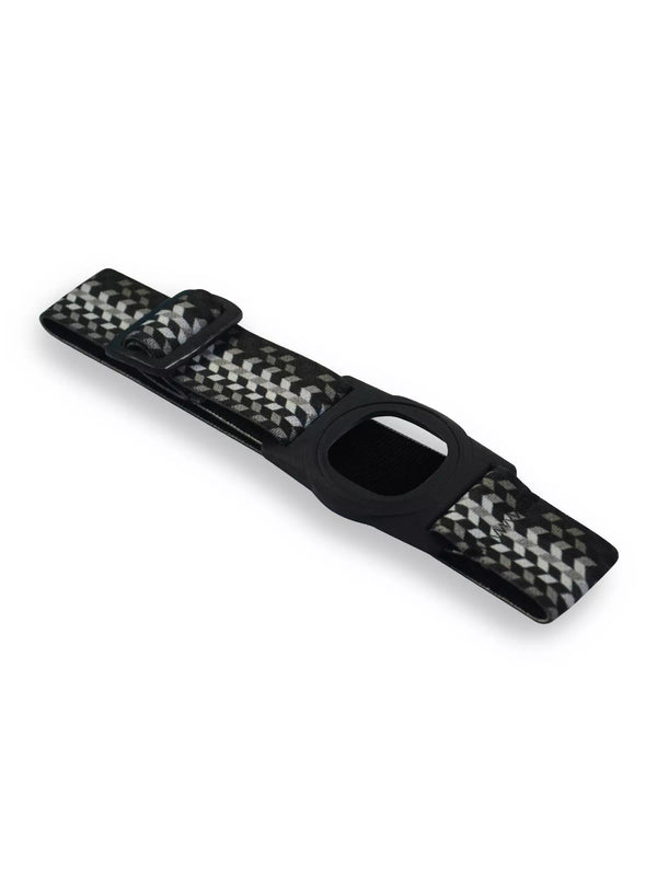 Simplera Sync Sensor Armband with Rotating Clip in Dia-Style graphic design, featuring an adjustable, soft elastic band for Medtronic Simplera sensor protection.