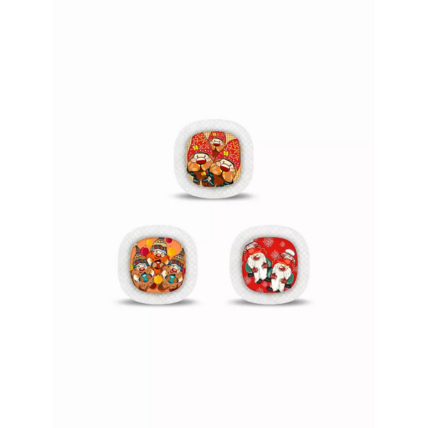 Three small bowls of colorful candies near Medtronic Simplera CGM Stickers Christmas 2024