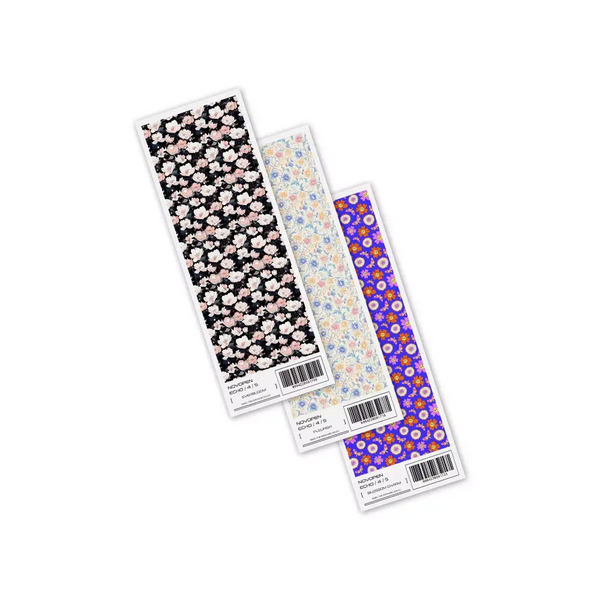 Novopen Echo Stickers - Spring Edition 2025 featuring floral designs in black, pastel, and vibrant colors.