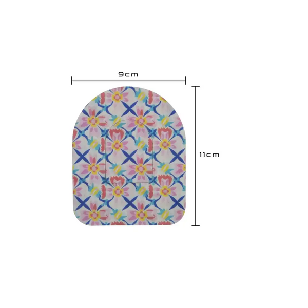 Omnipod Dash Patch with spring floral design, 11x9 cm, adhesive patch.