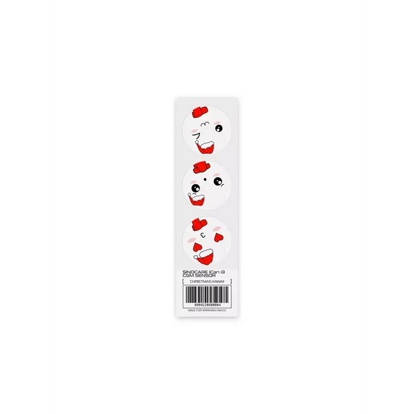 Rectangular white bookmark with cartoon faces and red hearts for Sinocare iCan i3 CGM Holiday Season