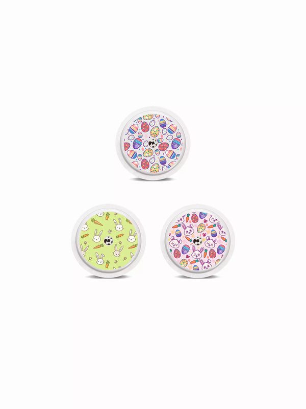 Easter-themed Freestyle Libre 2 sensor stickers set with festive designs.