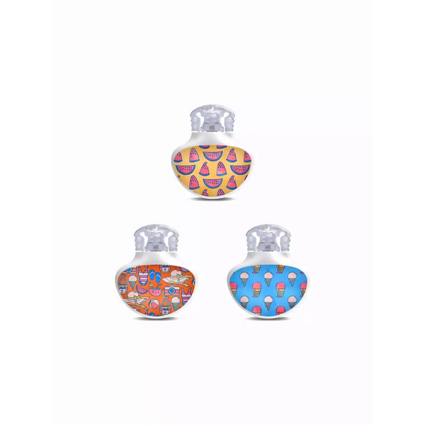 Vibrant Guardian Enlite Stickers - Summer Edition with colorful designs featuring watermelon, ice cream, and tropical patterns for sensor protection.