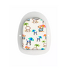 Omnipod Pod with Summer Edition stickers featuring playful monkeys and penguins with umbrellas and sunglasses.