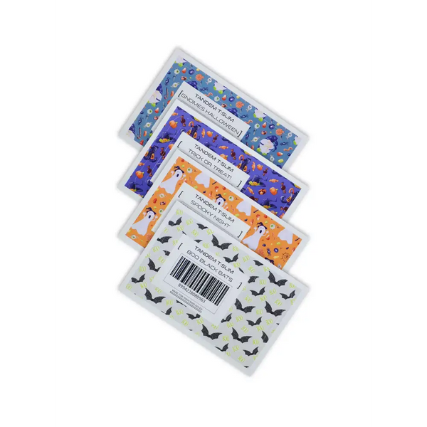 Tandem t:slim insulin pump stickers Halloween edition with festive designs.