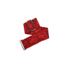Red lace insulin pump arm and leg band with adjustable aluminum G-hook for personalized fit.