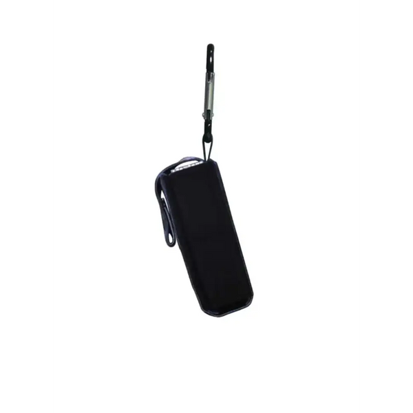 Compact black insulin pump pouch with a carabiner, designed for Tandem t:slim X2 and Mobi.