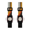 Black Dexcom G7 Armband with Rotating Clip, featuring orange and yellow diagonal stripes