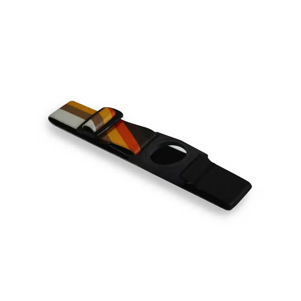 Black nylon watch strap with orange and silver accents for Dexcom G7 Armband Summer Edition