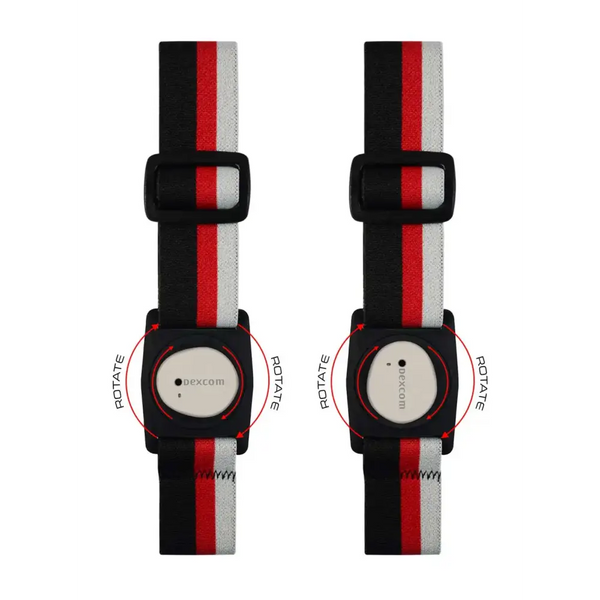 Dexcom G7 Armband with Rotating Clip in Summer Edition featuring striped designs