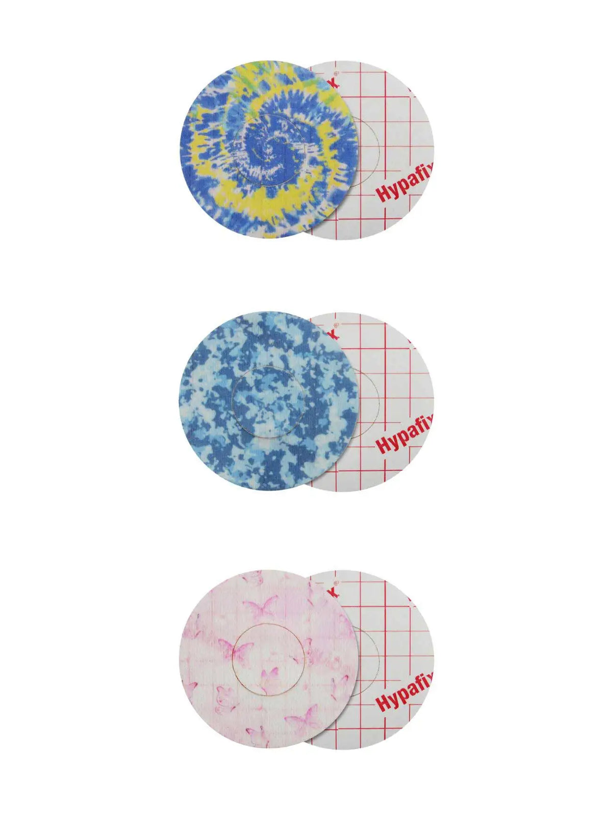 FreeStyle Libre 2用 固定パッチ、Color Splash、表面と裏面（剥離紙付き）
