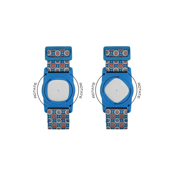 Medtronic Simplera Armband for children with rotating clip and metal adjuster, blue design.