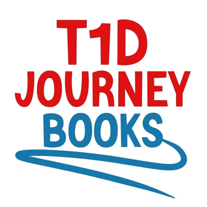 Red "T1D Journey Books" text with a blue swoosh underneath. Image