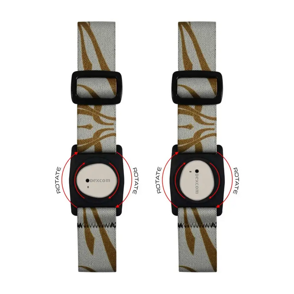 Two identical white and gold watch straps for Dexcom G7 Armband Summer Edition