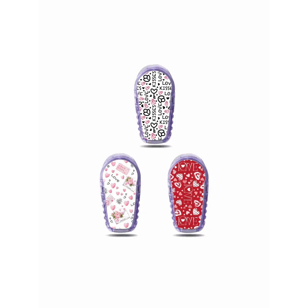 Dexcom G6 Stickers - Valentine Edition 2025 with festive love and gothic designs.