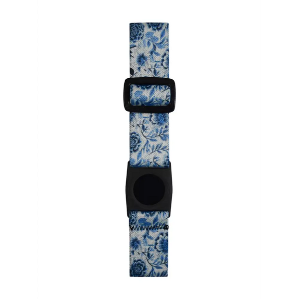 Freestyle Libre 3 Arm Band Dia-Style Summer Edition with blue floral pattern and adjustable black clip for secure sensor fit
