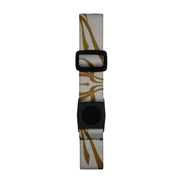 Freestyle Libre 3 Arm Band in white and gold pattern with adjustable black buckle for secure sensor fit