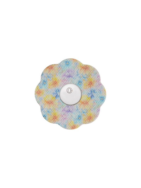 FreeStyle Libre 3 cookie shape patch in Gardenia design, breathable adhesive overpatch to help support sensor wear