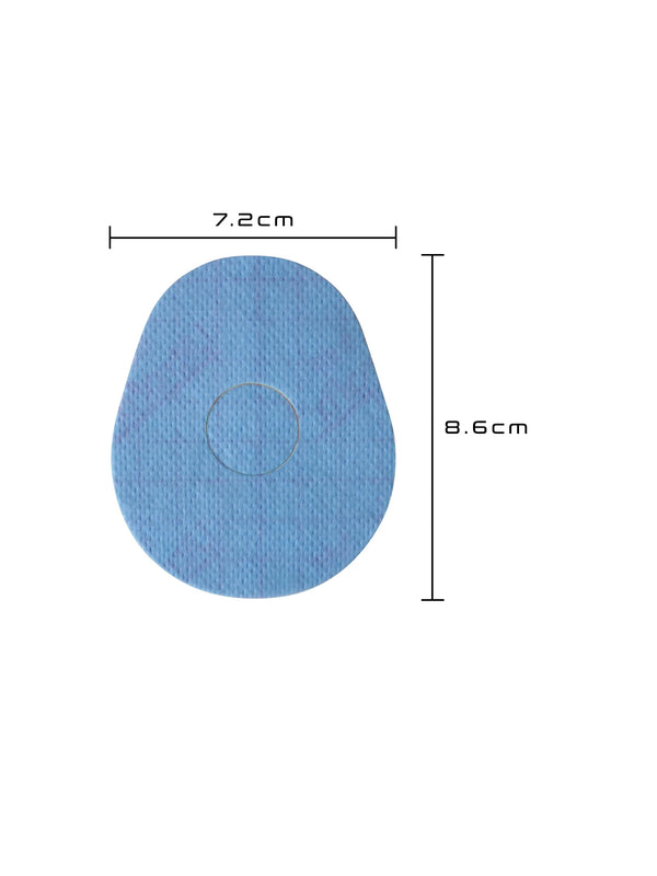 FreeStyle Libre 3 drop shape patch dimensions, showing the cut-out shape and sensor opening for a precise fit