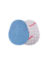 FreeStyle Libre 3 drop shape patch front and back view, showing printed fabric and adhesive side for sensor support