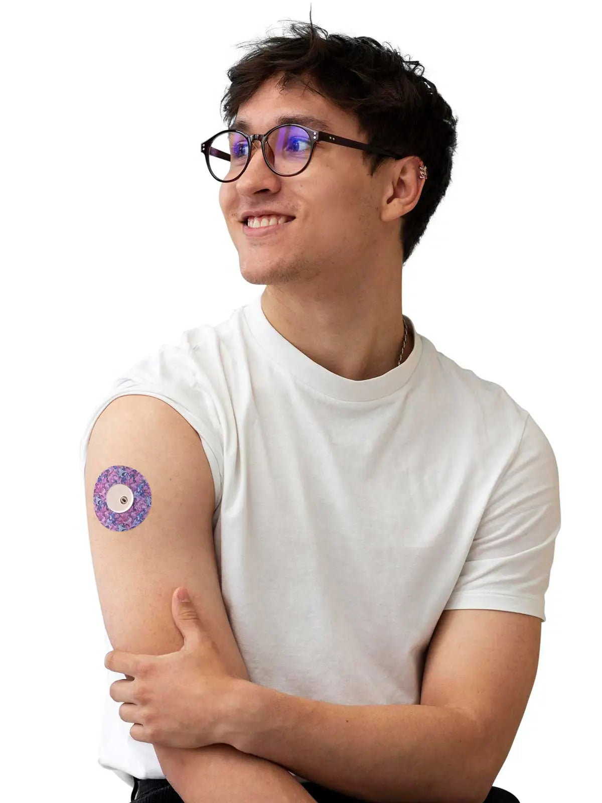 FreeStyle Libre 3用 固定パッチ、Spring シリーズ、男性が腕に装着