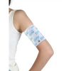 Trendy diabetic armband holding a glucose sensor securely on an upper arm, ideal for sports and everyday use.