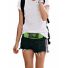 Insulin pump belt featuring a transparent view window worn by a person in casual attire.