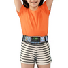 Child wearing Dia-Waist Insulin Pump Belt with fun design and touch-friendly window.
