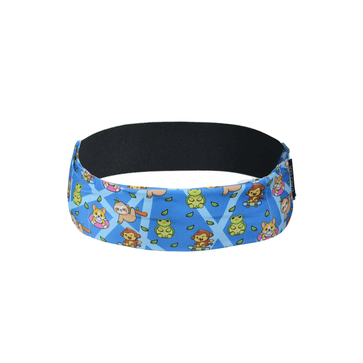 Kids insulin pump belt blue animal print front view adjustable belt for insulin pump carrying
