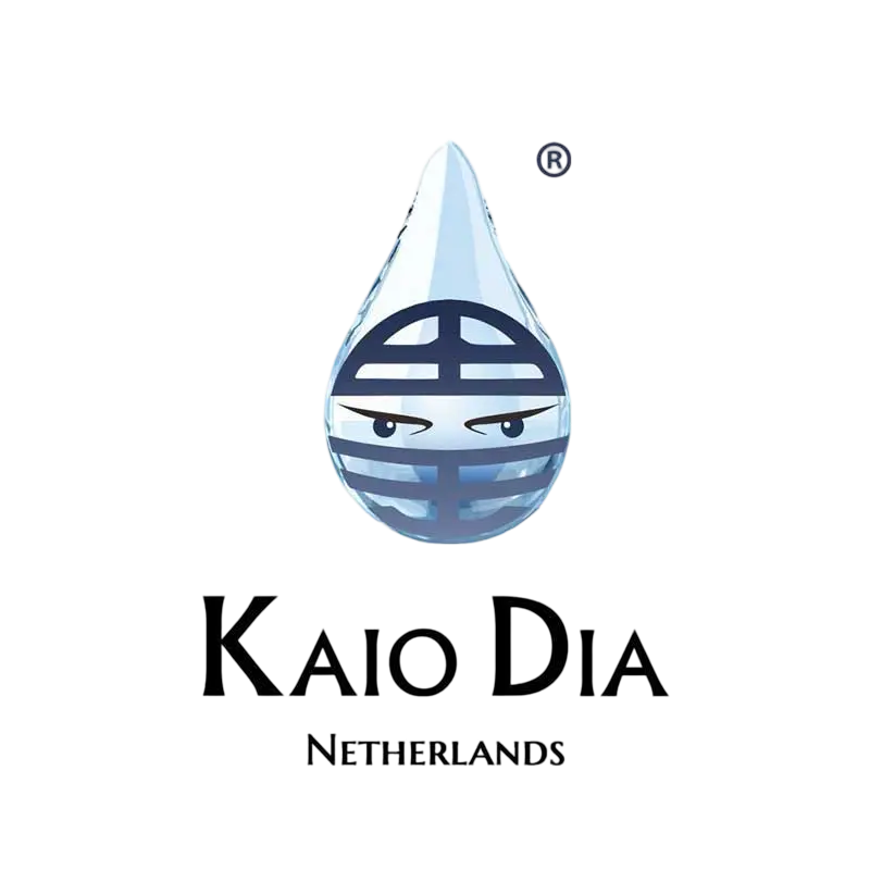 Kaio Dia Netherlands logo: a blue water drop with a stylized face, above "Kaio Dia" and "NETHERLANDS". Image