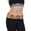 Lightweight insulin pump waist belt with floral prints, featuring secure pocket and stretchy fabric for comfort and support.