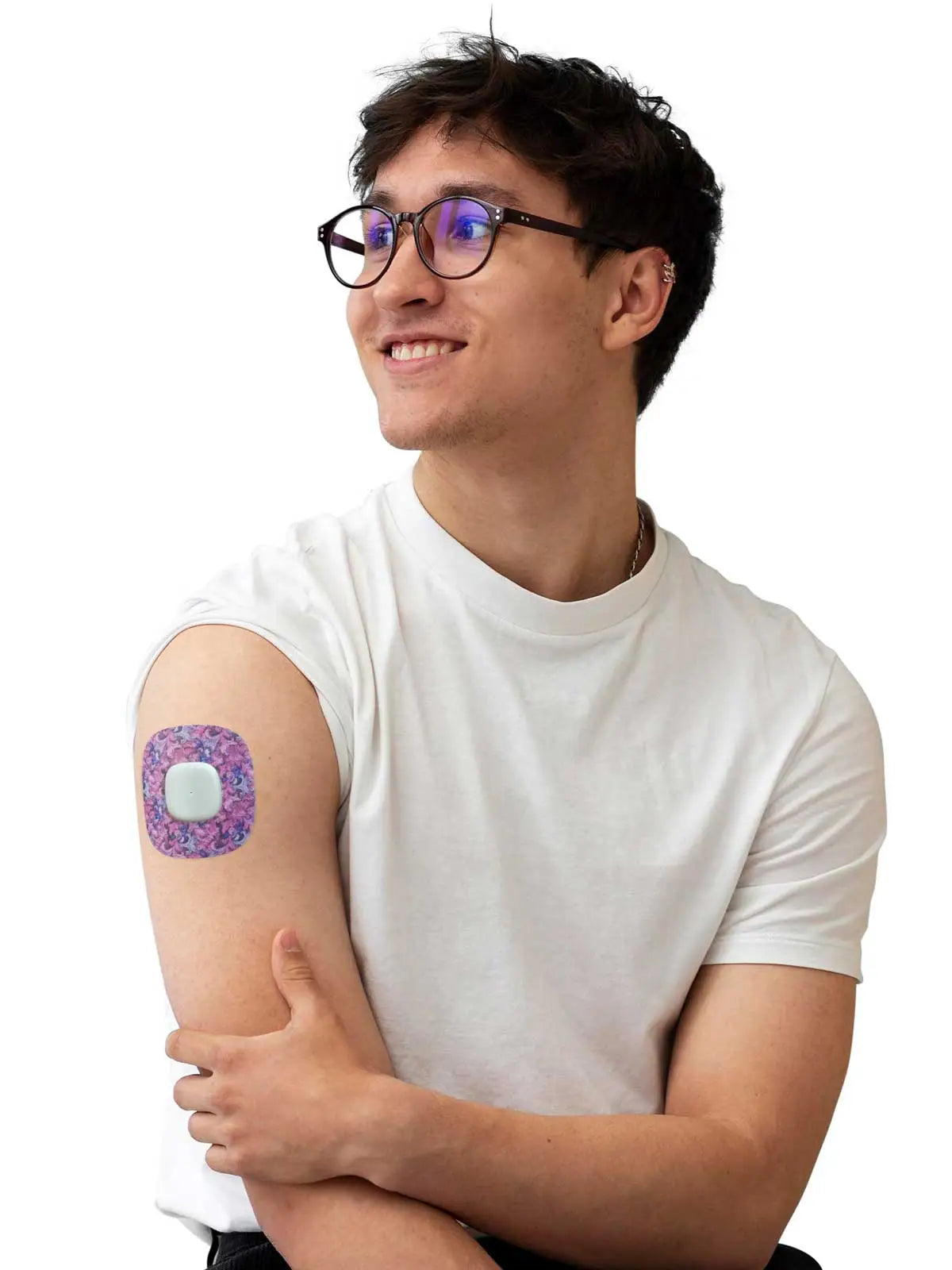 Simplera Sync用 固定パッチ、Spring シリーズ、男性が腕に装着