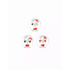 Three cartoon snow globes with face designs and red accents for Sinocare iCan i3 CGM