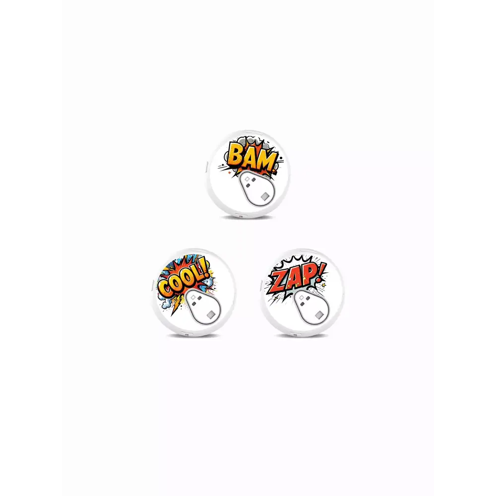 Sinocare iCan i3 CGM Stickers in Fun Vibes Comic style with BAM! design. Add personality to your CGM sensor with comic-inspired stickers. 3 per pack.