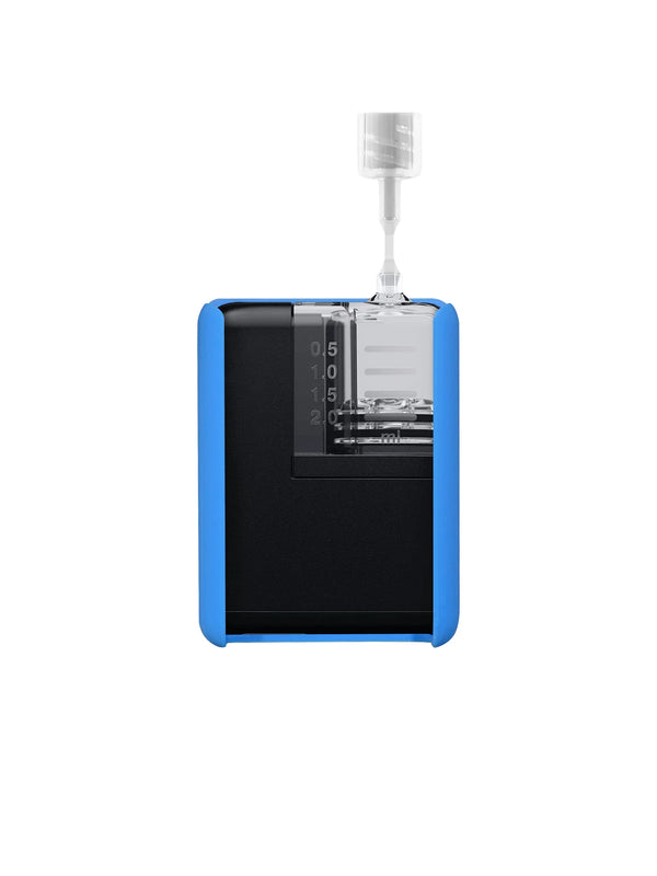 Blue Dia-Mobi Clip fitted around a Tandem Mobi insulin pump