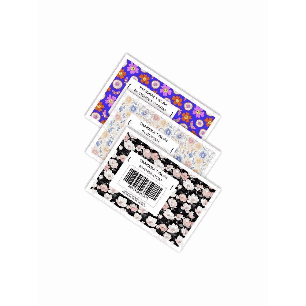 Tandem T-Slim Stickers - Spring Edition 2025 with floral designs in vibrant colors.
