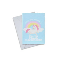 Diaversary Greeting Card with Unicorn and Rainbow Design on Canvas
